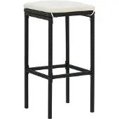 The Living Store Barhocker mit Kissen 3 Stk. Schwarz Poly Rattan