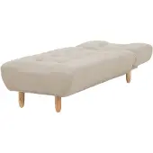 Beliani Chaiselongue Universal Beige Stoffbezug Gesteppt mit Schlaffunktion Verstellbare Rückenlehne Holzfüße Retro-Design Wohnzimmer Ausstattung