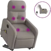 vidaXL Elektrischer Massagesessel mit Aufstehhilfe Taupe Stoff