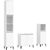 vidaXL 3-tlg. Badmöbel-Set Weiß Holzwerkstoff