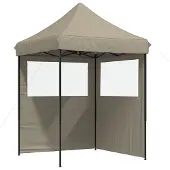 vidaXL Partyzelt Faltbar Pop-Up mit 2 Seitenteilen Taupe