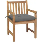 The Living Store Gartenstühle 2 Stk. mit Grauen Kissen Massivholz Teak