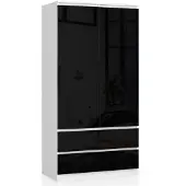 Akord Kleiderschrank Weiß/Schwarz Hochglanz 90X51X180 Cm