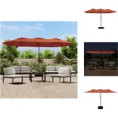 vidaXL Doppel-Sonnenschirm mit LED-Leuchten Terrakottarot 449x265 cm