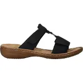 Rieker Pantolette , Damen, Gr. 39, schwarz, Lederimitat, Schuhe Pantolette