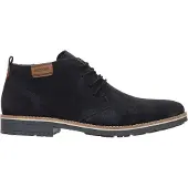 Rieker Schnürstiefelette , Herren, Gr. 44, blau (dunkelblau), Veloursleder, kontrastfarbene Details, Schuhe Schnürstiefelette, mit kariertem Innenfutter