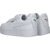 Puma Sneaker "CARINA STREET JR", Jungen, Gr. 36, weiß (weiß, weiß, gold), Leder, Schuhe Sneaker, mit sportlicher Silhouette, mit Plateausohle, mit Schnürung