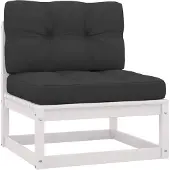 vidaXL Garten-Mittelsofa mit Anthrazit Kissen Weiß Massivholz Kiefer