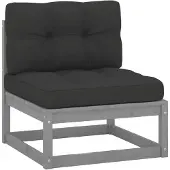 vidaXL Garten-Mittelsofa mit Anthrazit Kissen Grau Massivholz Kiefer