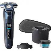 Philips SHAVER Series 7000 S7885/55 Elektrischer Nass- und Trockenrasierer, Rotationstrasierer, Schwarz, Blau, SteelPrecision blades, Tasten, LED, GroomTribe; Connects via Bluetooth