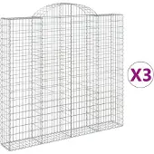 vidaXL Gabionen mit Hochbogen 3 Stk. 200x30x180/200cm Verzinktes Eisen