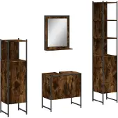 DKD Home Decor 4-tlg. Badmöbel-Set Räuchereiche Holzwerkstoff