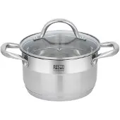 Resto Kochtopf KITCHENWARE "Rigel, Topf energiesparend und spülmaschinenfest", silber (silberfarben), H:10,5cm L:29cm Ø:18cm, Töpfe, Kochtopf, mit hitzebeständigem Glasdeckel, im Geschenkkarton