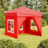 The Living Store Partyzelt Faltbar mit Seitenwänden Rot 2x2 m
