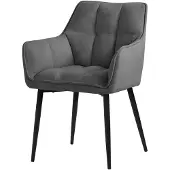 ML-Design Esszimmerstuhl aus Frotteestoff, Dunkelgrau, mit dickem gepolsterter Sitz