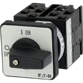 Eaton 014000 EIN-AUS-Schalter, T0, 20 A, Einbau, 4 Baueinheit(en), 8-polig, mit schwarzem Knebel und Frontschild T0-4-8344/E