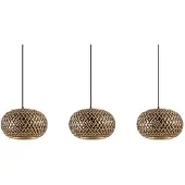 LINDBY Hängeleuchte Nerys, 3-flg., schwarz, Bambus, 1.120 cm