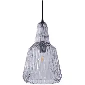 LINDBY Hängeleuchte Belarion, grau, 1-flg., Glas, Ø 23 cm