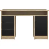 Giga Function Plus Schreibtisch 1 Tür + 3 Schubladen, Farbwahl:Eiche / Schwarz
