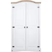 The Living Store Kleiderschrank Mexiko-Stil Kiefernholz 2 Türen Weiß