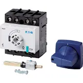Eaton 1314005 Lasttrennschalter, DCM, 63 A, 3P + N (nicht schaltbar), mit blauem Drehgriff und Antriebsachse, Vertikalanschluss DCM-63/1+CM