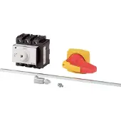Eaton 172814 Hauptschalter, P3, 63 A, Zwischenbau, 3-polig, 1 Schließer, 1 Öffner, NOT-AUS-Funktion, abschließbar in 0-Stellung, mit Metallachse