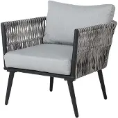 Beliani Gartenmöbel Set Grau Schwarz Rattan Aluminium Textil inkl. Kissen 4-Sitzer Terrasse Outdoor Modern
