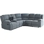 Beliani Ecksofa Dunkelgrau Stoffbezug 5-Sitzer 2 Getränkehalter Kammer Manuell Verstellbar Sesselfunktion Relaxfunktion Modern Wohnzimmer