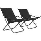 vidaXL Klappstühle, 2 Stück, Stoff, Schwarz