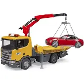 BRUDER 03552 Scania Super 560R Abschlepp-LKW mit Light + Sound Modul und Roadster