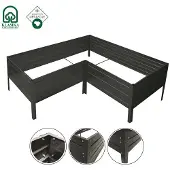 BAUMERA Garten-Hochbeet Verzinkter Stahl KLASIKA GARDEN L-förmig 50x150x75x75x75x75 cm, bemalt (Braun)