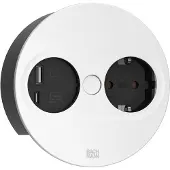 Bachmann TWIST 2 rund weiß - 1xCEE7/3 1xUSB A/C 22W 2,0m AEH RAL9010 30GE