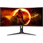 AOC Curved-Gaming-LED-Monitor "CU34G2XP/BK", Energieeffizienz: G, schwarz (schwarz, rot), Monitore, Höhe, Drehung, Neigung, Curved-Gaming-LED-Monitor