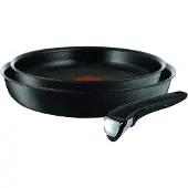 Tefal Pfannenset Ingenio Ultimate 24/28 cm, Aluminium, abnehmbarer Griff, Schwarz