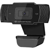 Conceptronic AMDIS 720p HD Webcam mit Mikrofon, 1280 x 720 Pixel, 30 fps, 1280x720@30fps, 1920x1080@30fps, 5 V, USB 2.0, Schwarz