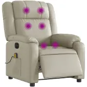 vidaXL Massagesessel Elektrisch Creme Kunstleder