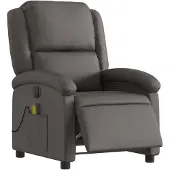 vidaXL Massagesessel Elektrisch Grau Echtleder