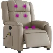 vidaXL Massagesessel Elektrisch Cappuccino-Braun Kunstleder