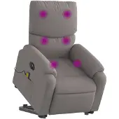vidaXL Elektrischer Massagesessel mit Aufstehhilfe Taupe Stoff