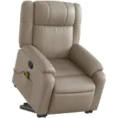 vidaXL Massagesessel mit Aufstehhilfe Cappuccino-Braun Kunstleder