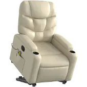 vidaXL Massagesessel mit Aufstehhilfe Creme Kunstleder