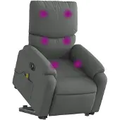 vidaXL Elektrischer Massagesessel mit Aufstehhilfe Dunkelgrau Stoff