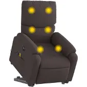 vidaXL Elektrischer Massagesessel mit Aufstehhilfe Dunkelbraun Stoff