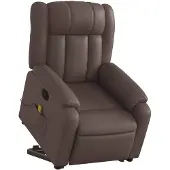 vidaXL Massagesessel mit Aufstehhilfe Braun Kunstleder
