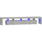 The Living Store TV-Schrank mit LED-Leuchten Betongrau 230x36,5x40 cm