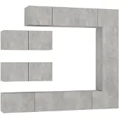 The Living Store 7-tlg. TV-Schrank-Set Betongrau Holzwerkstoff
