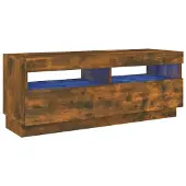 The Living Store TV-Schrank mit LED-Leuchten Räuchereiche 100x35x40 cm