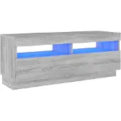 The Living Store TV-Schrank mit LED-Leuchten Grau Sonoma 100x35x40 cm