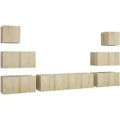 The Living Store 8-tlg. TV-Schrank-Set Sonoma-Eiche Holzwerkstoff