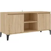 The Living Store TV-Schrank mit Metallbeinen Sonoma-Eiche 103,5x35x50 cm